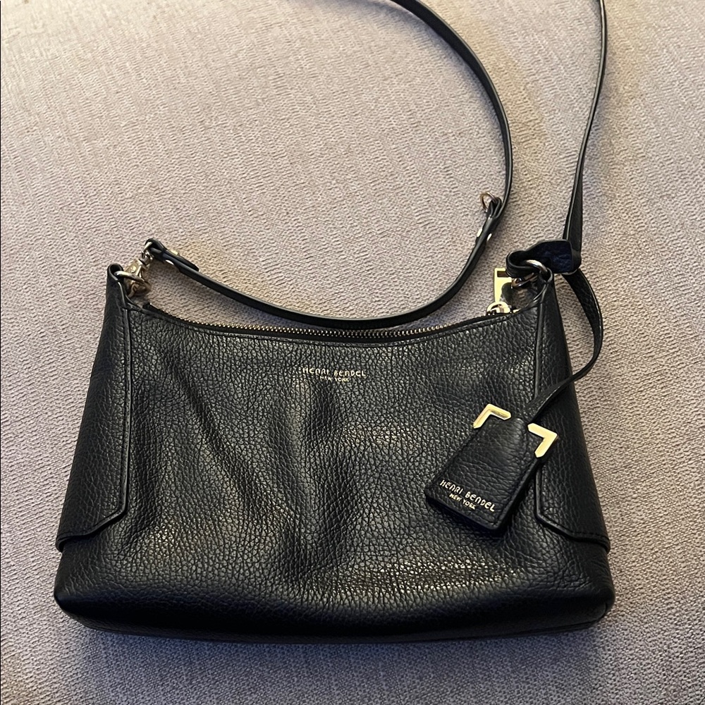Henri Bendel Black Pebbled Leather Shoulder Bag